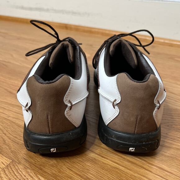 FootJoy Mens 10.5 Leather Golf Oxfords Contour Series Lace Up Shoes Cleats White - Picture 4 of 7